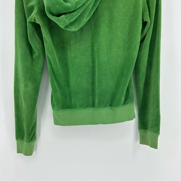 Juicy Couture Terry Cloth Full Zip Hoodie Women's M Green Y2K Jacket Vintage - Picture 9 of 11